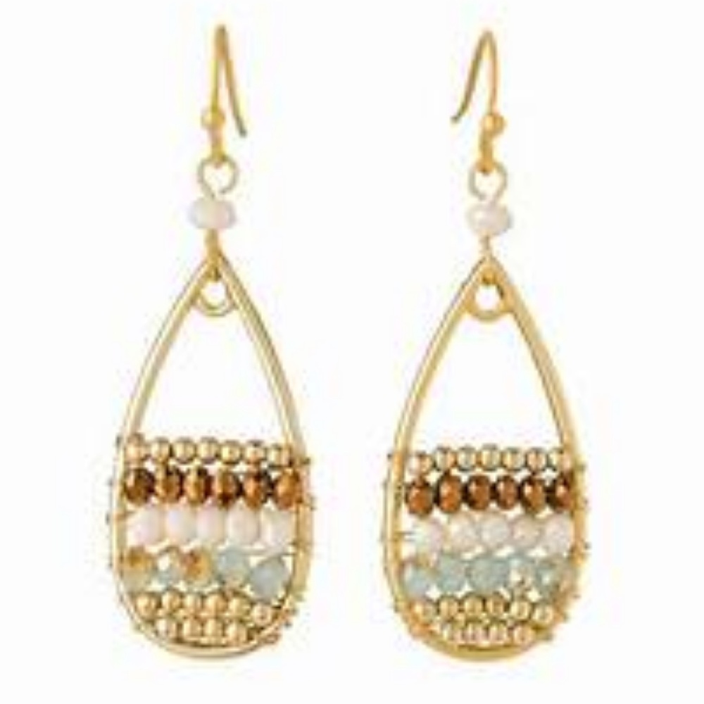 Beaded Pear Earrings - Earth & Sky